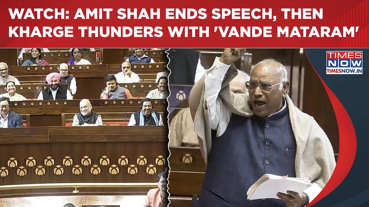 Viral Sansad Moment: Shah Ends Speech, Then Kharge's Vande Mataram Roar, 'Chanakya' Dig| Watch