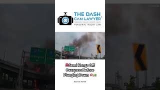 🚨 Semi Hangs Off Overpass Before Plunging Down 💥🚛