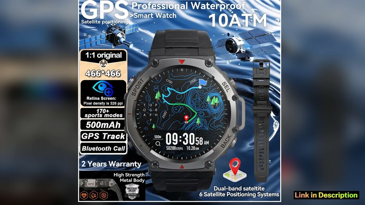 TRex 3 GPS Smart Watch 10ATM Waterproof Builtin Dualband GNSS Compass Military Sport Smartwatch
