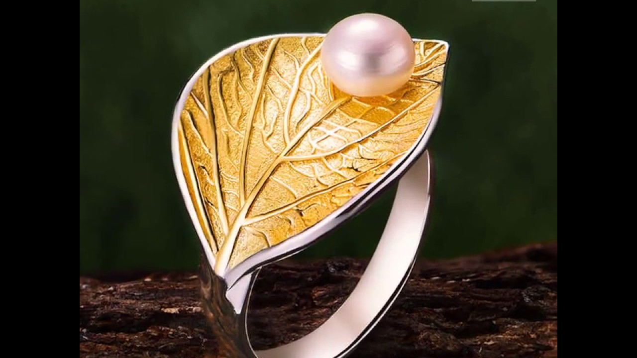 Genuine 925 Sterling Silver Pearl on Leaf Ring