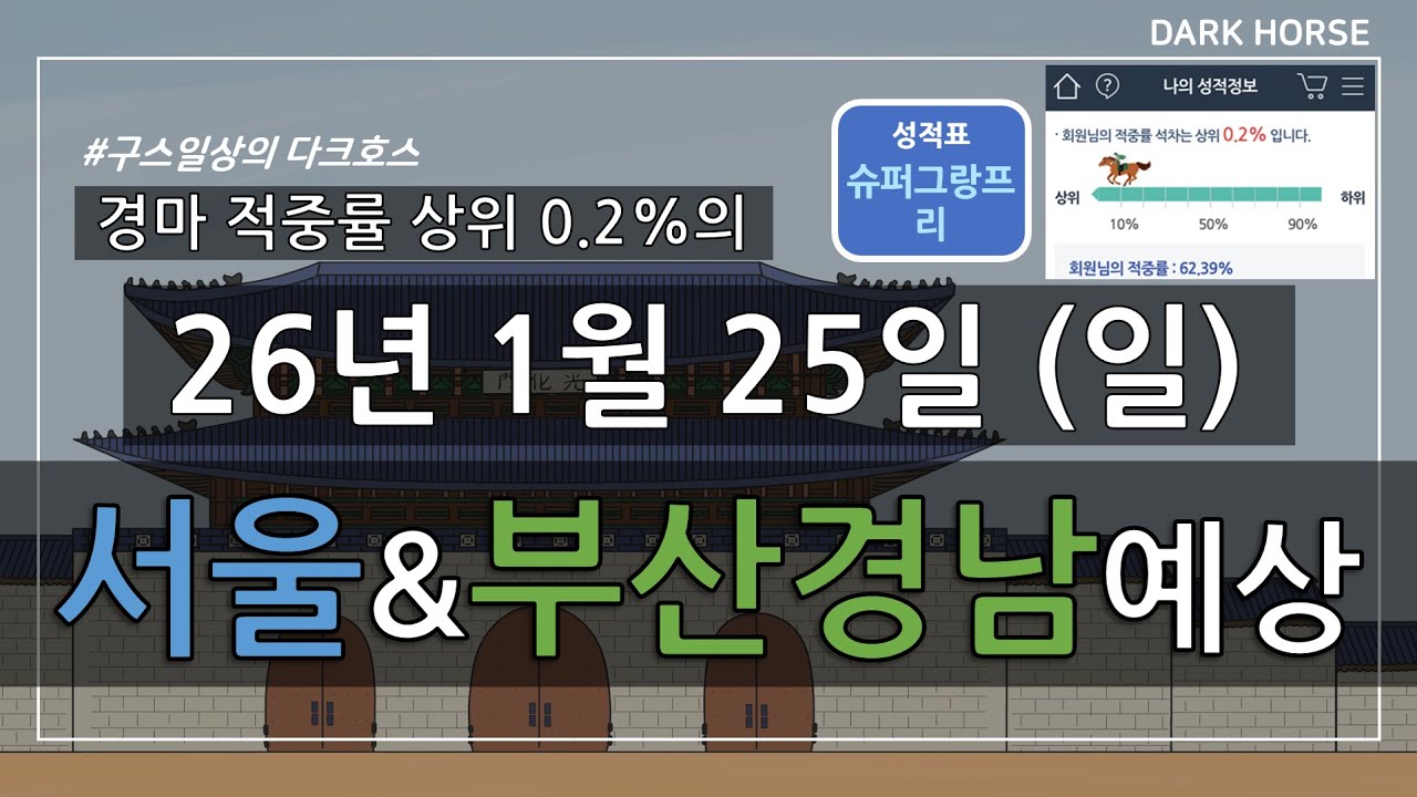 [구스일상 경마예상] 2026년 1월 25일 일요일 서울 부산경남 경마 예상