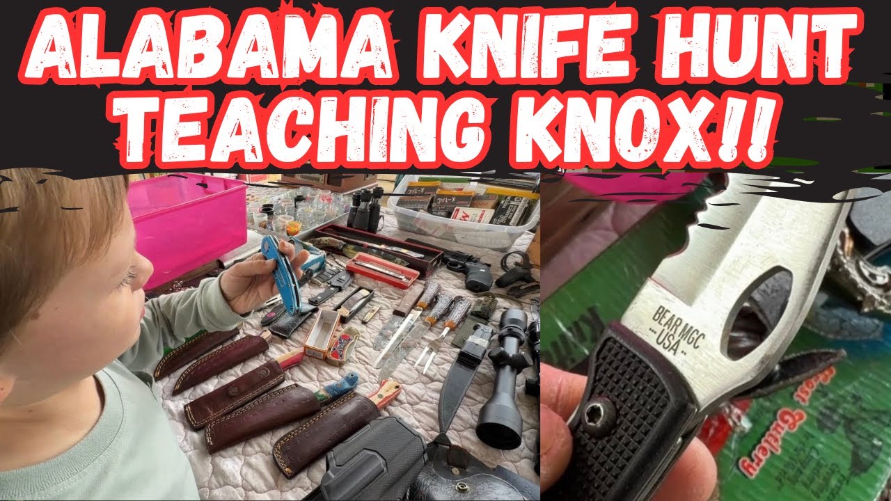 Knife Hunting At The Flea Market! + Teaching Knox To Spot Vintage Pocket Knives!