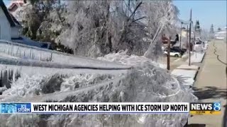 West Michigan crews head north to help after ice storm