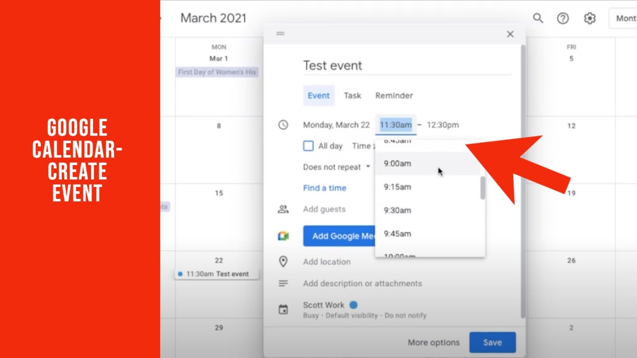 Creating An Event In Google Calendar YouTube