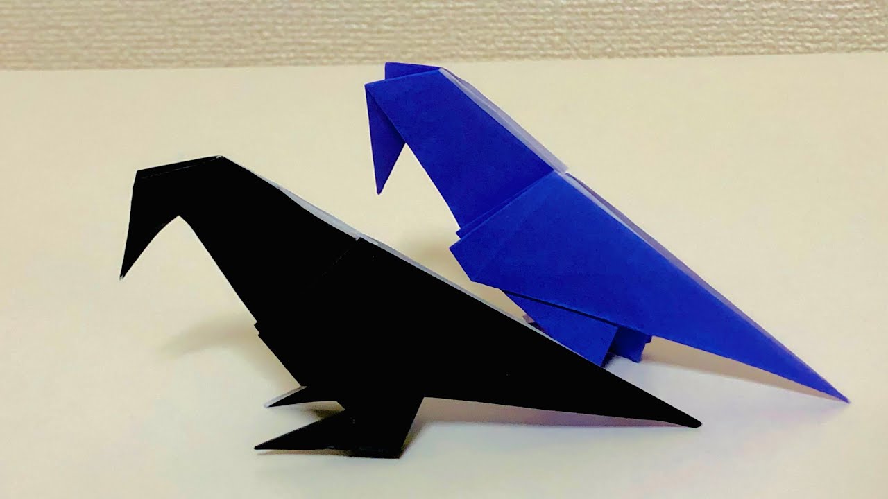 簡単なカラスの折り方 折り紙 How to fold a simple crow with origami 