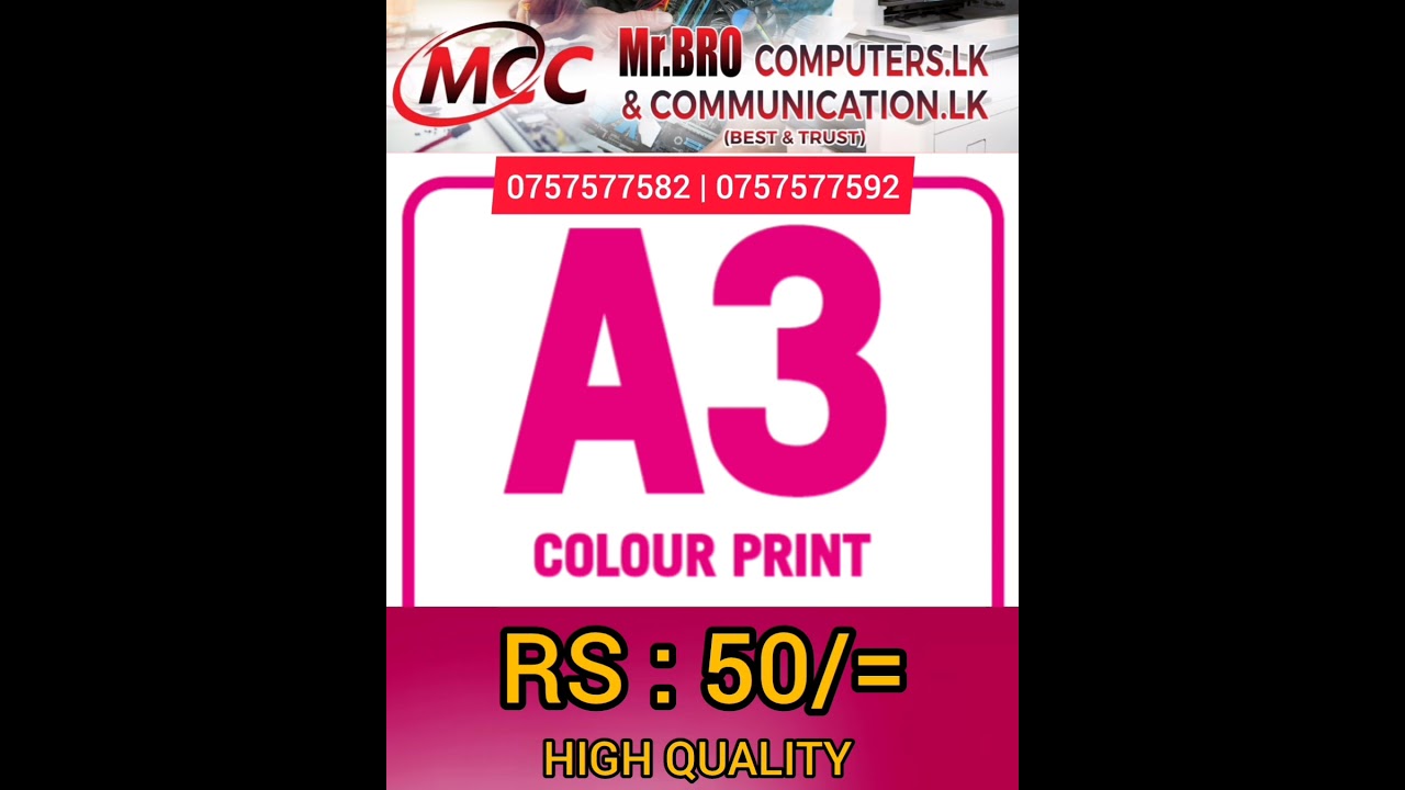 *📢PRICE DROP**⭕ MCC A3 COLOR PRINT**RS : 50/=*