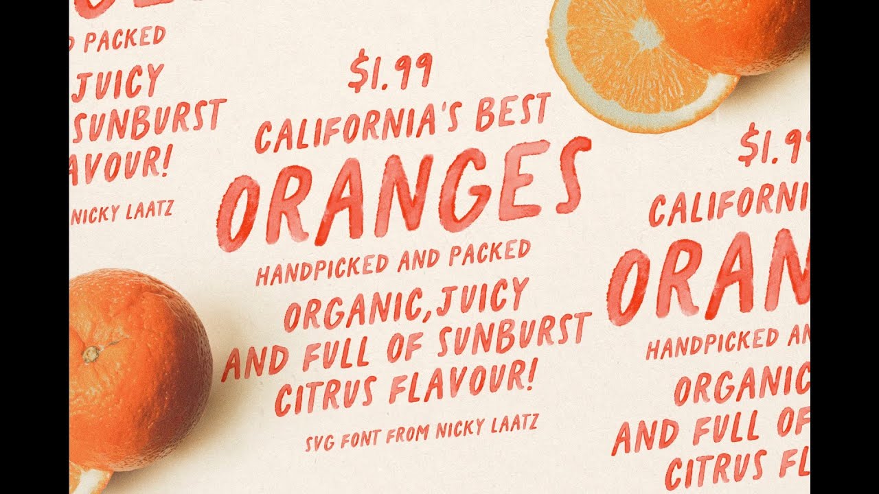 California Oranges SVG Font | Watercolour Whimsy: All-Caps Fun in a Fresh New Way