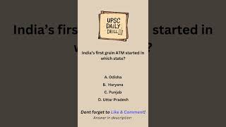 🚀 UPSC 2025 Daily MCQs 📝 India’s first grain ATM? #shorts #upsc #ias #currentaffairs