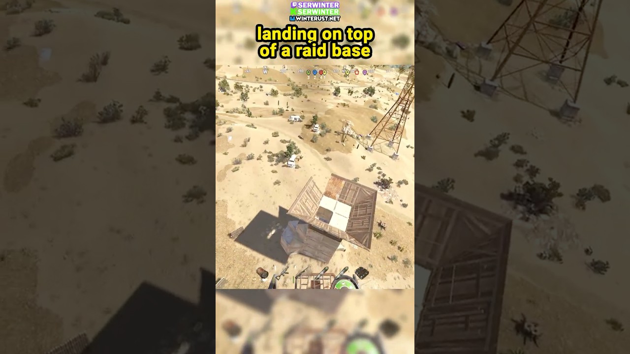 Landing On Top Of A Raid Base #serwinter #rust