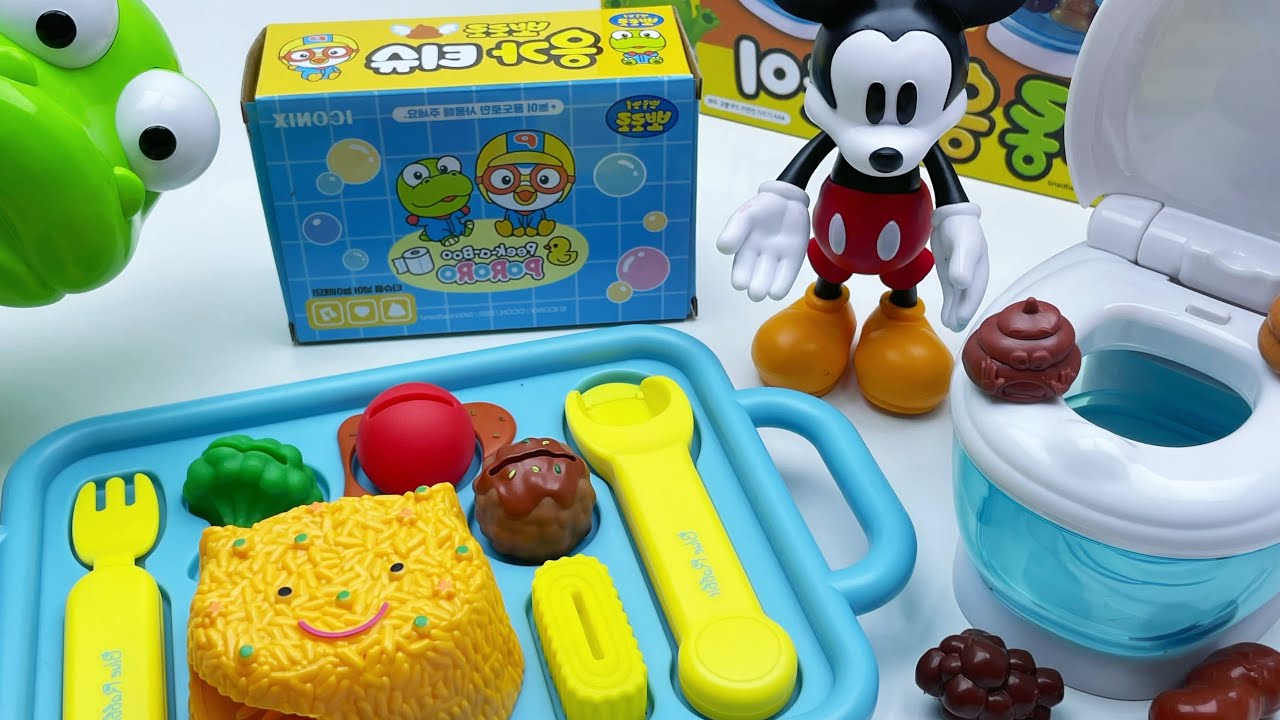 16-minute unboxing experience: Mickey Mouse feeding toy, Pororo potty training toy, ASMR review toy