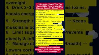 “10 Important Health Tips That Can Add 20+ Years to Your Life (Doctors Swear By These) ❤️🧬” #health