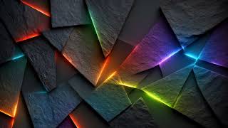 Neon Geometric Shards Loop 4K - Rainbow Glow Fractures | Free No Copyright