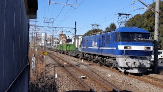 【遅延･代走】JR貨物 EF210-16号機+コキ20B 吹A11仕業[3076レ] 東京タ行 川崎新町駅通過！