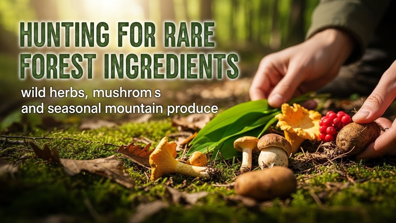 Поиск редких лесных ингредиентов – дикорастущих трав, грибов и сезонных горных продуктов.