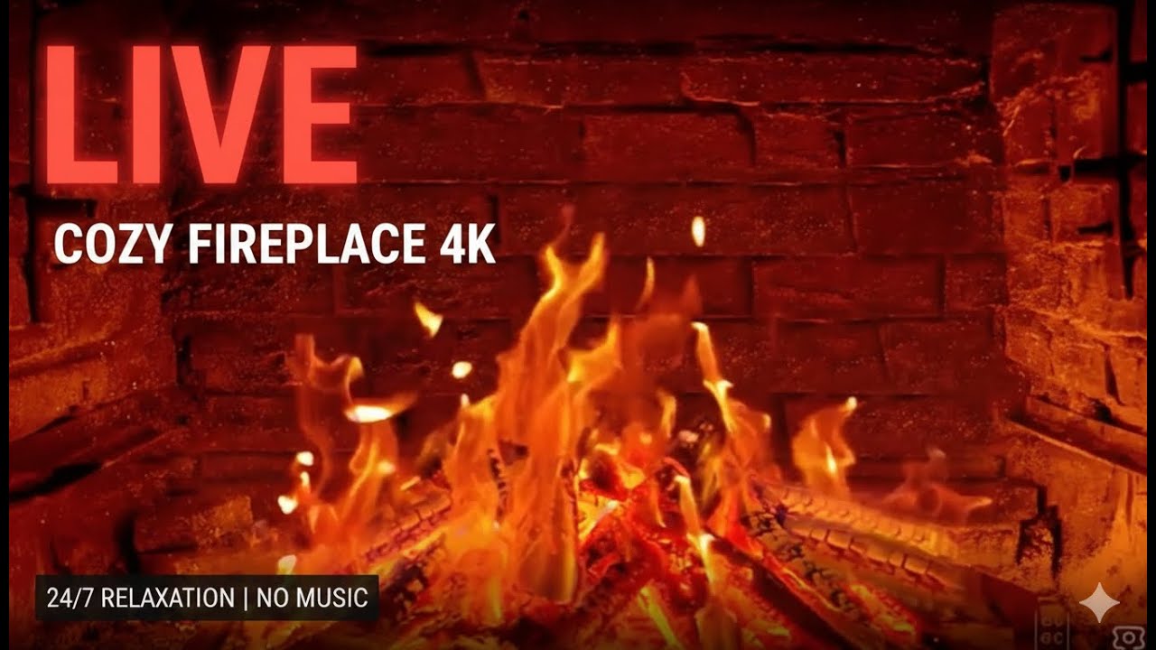Fireplace 4K 🔥 Crackling Fire Sounds for Sleep, Study & Relaxation (No Music)