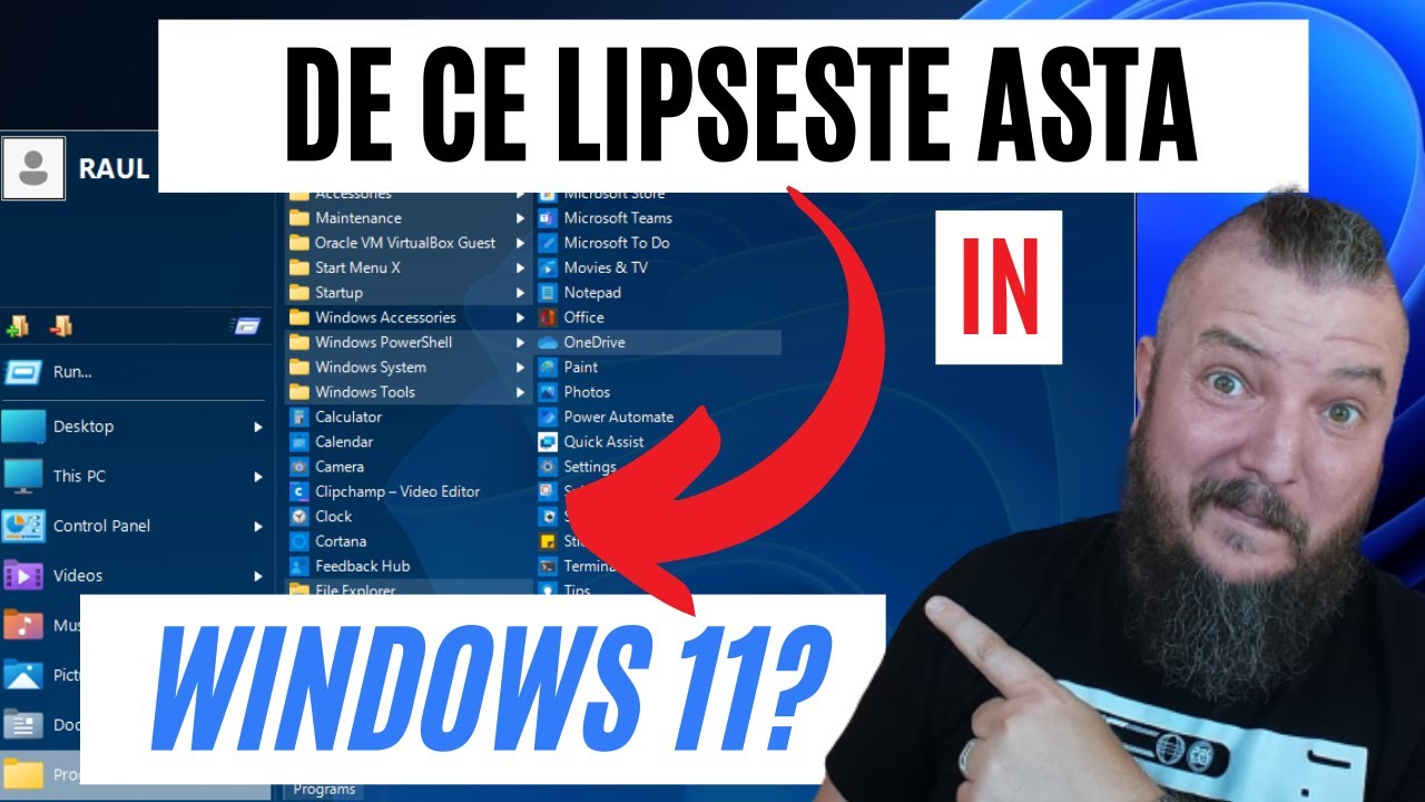 MICROSOFT, De ce LIPSESTE ASTA In Windows 11? Start Menu X