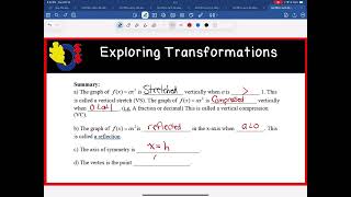 MCF3M - Quadratic Transformations - Cycle 2 Video 24