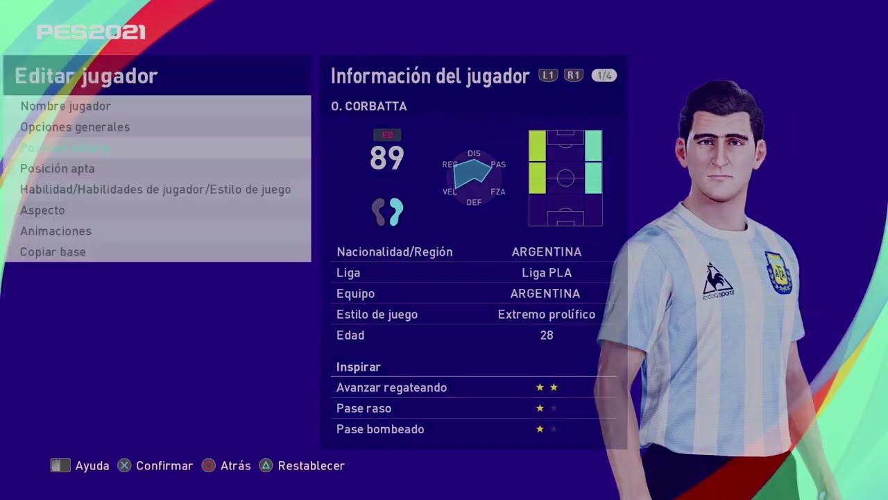 Oreste Omar Corbatta Fernández - PES Clasico (Face, Body& Stats)