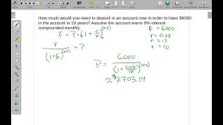 MTH105 Present Value of Compound Interest with Calculator