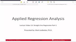 Applied Regression L13 Chapter 5 Part 1 Straight-Line Regression