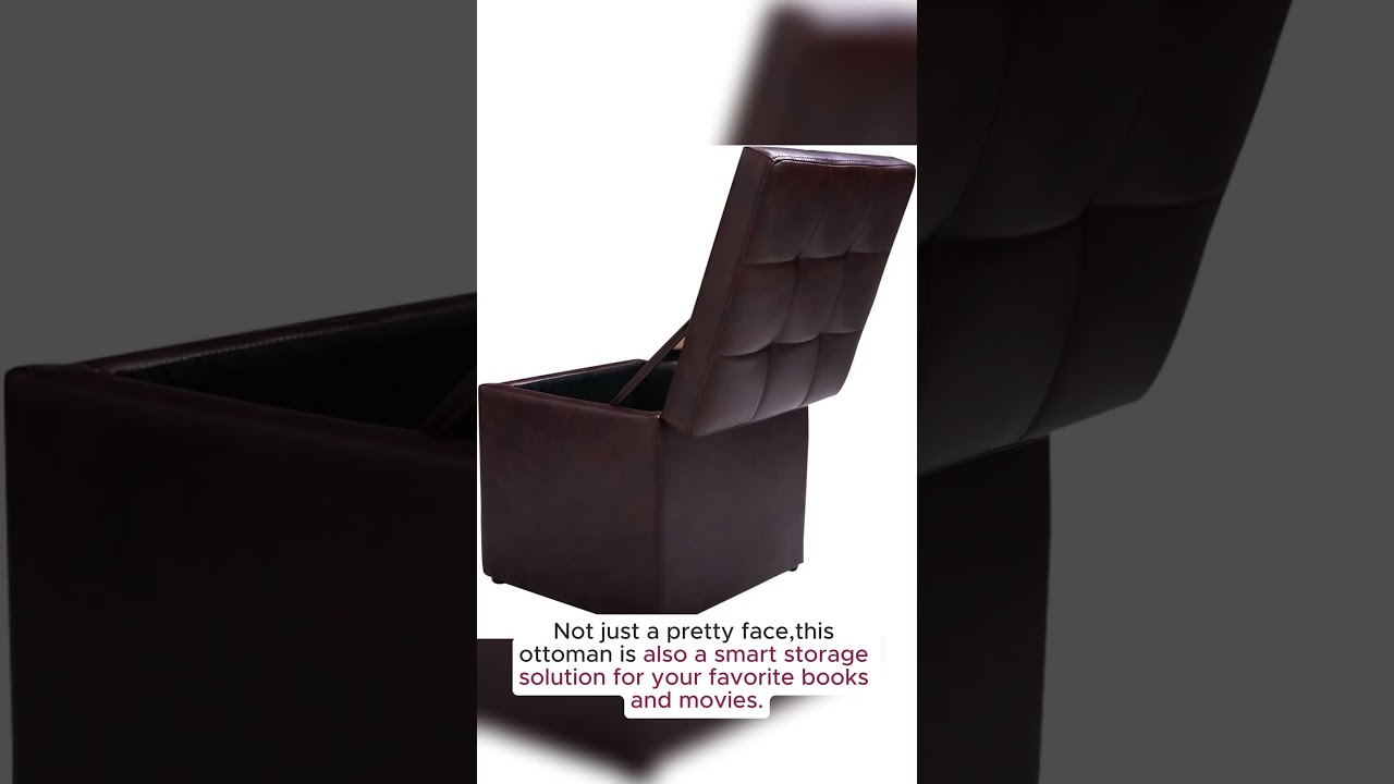 COSTWAY Faux Leather Ottoman, Pouffe Storage Toy Box with Hinge Top   Padded Foot Stool, Cube Bench