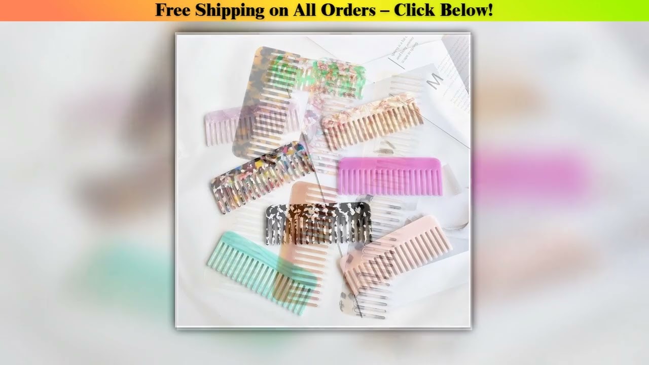 Wide Teeth Acetate Hair Combs Anti-static Massage Hair Brush Hairdressing Colorful Hairdress Salon