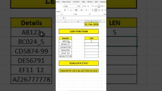 Have you tried Len Function?#excel #exceltips