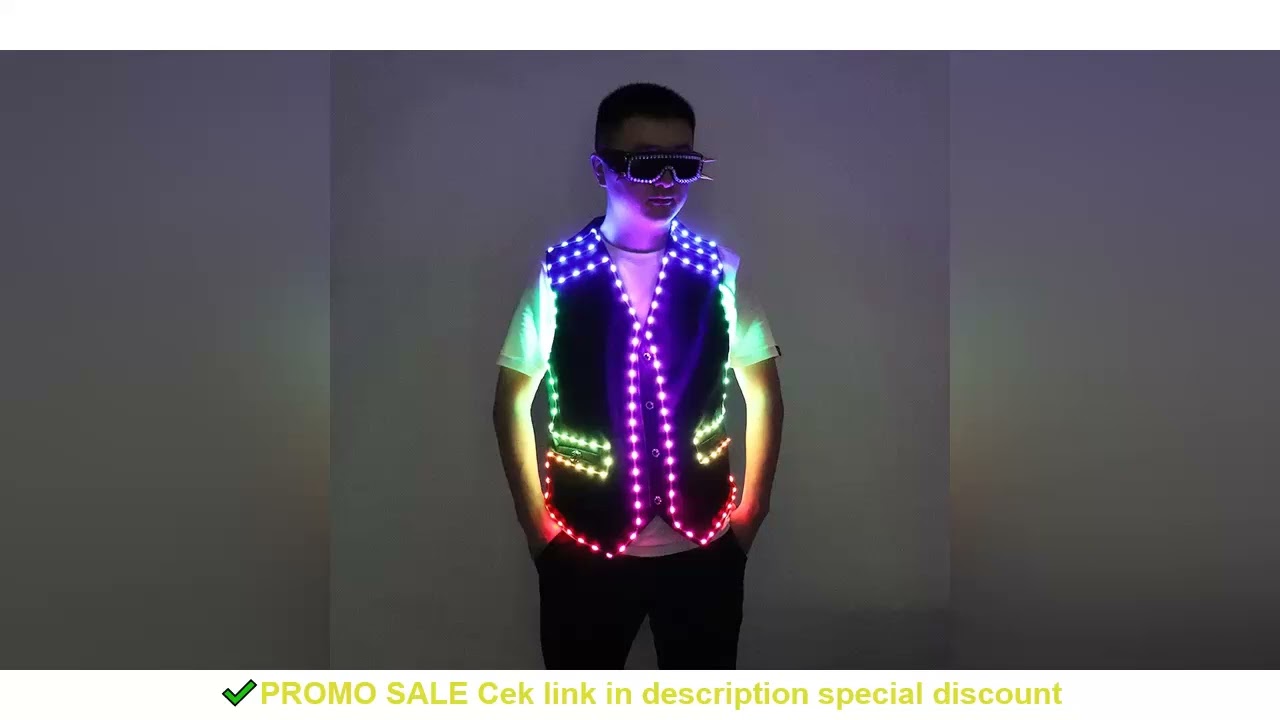 Colorful LED Luminous Vest Bar Clothing Jacket DJ Singer Dancer Performer Stage Waiter Clothes Glowi