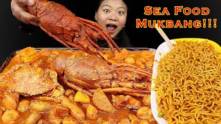 Sea Food Mukbang, Eating Lobster, Crab, Octopus, Prawn,Salami With Spicy Noodles, Nepali Eating Show