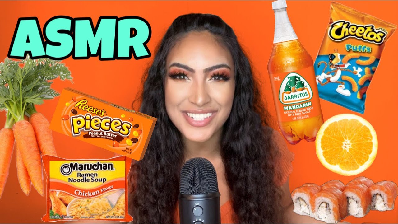 ASMR EATING ONLY ORANGE FOOD