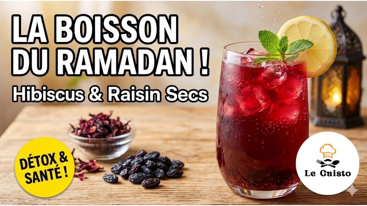 BOISSON RAMADAN : Jus Détox Hibiscus & Raisins (Énergie & Hydratation)