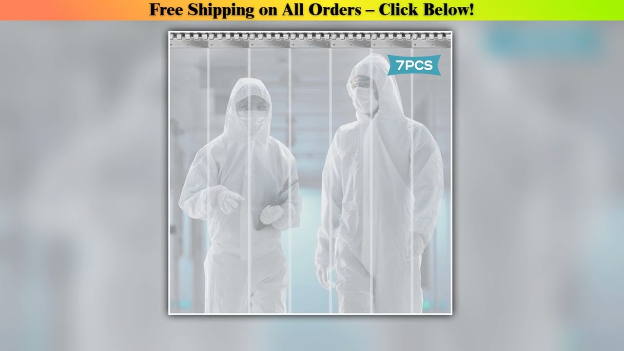 7 Pcs PVC Strip Curtains, Waterproof 1.05 M Laminated Curtain for Industry, Warehouses, Factories,