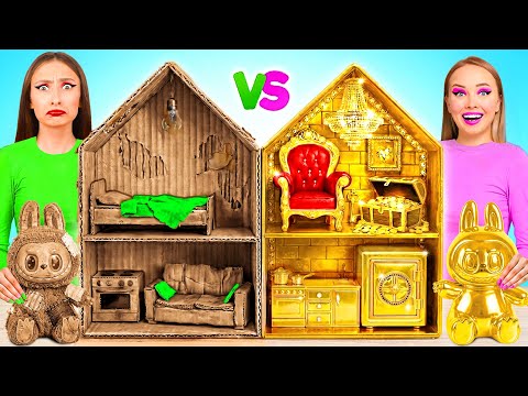 We Build Amazing Doll House for Labubu | Rich vs Broke Challenge