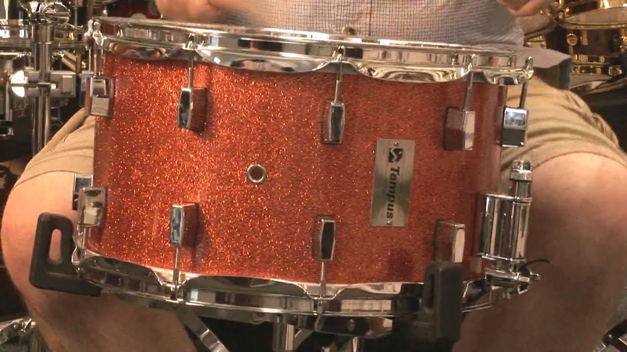 Tempus 8x14 Fiberglass Snare Drum Orange Glitter YouTube
