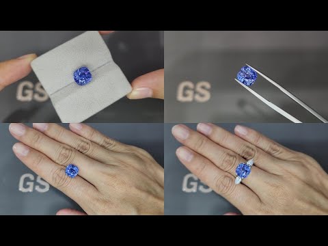 Lot #4. Unheated Cornflower Blue sapphire in cushion cut 6.18 carats, Sri Lanka Video  № 1
