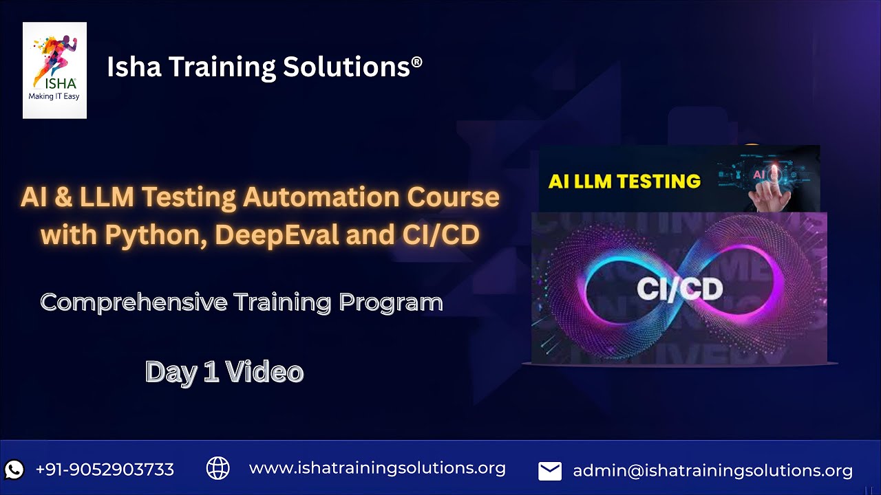 AI & LLM Testing Day1 video on 9th Jan 2026. Contact/WhatsApp us on +91- 9052903733 to enroll.