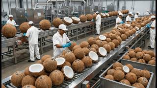 Inside a Largest High-Tech Coconut Factory: From Hard Shell to Creamy Milk (Full Process)