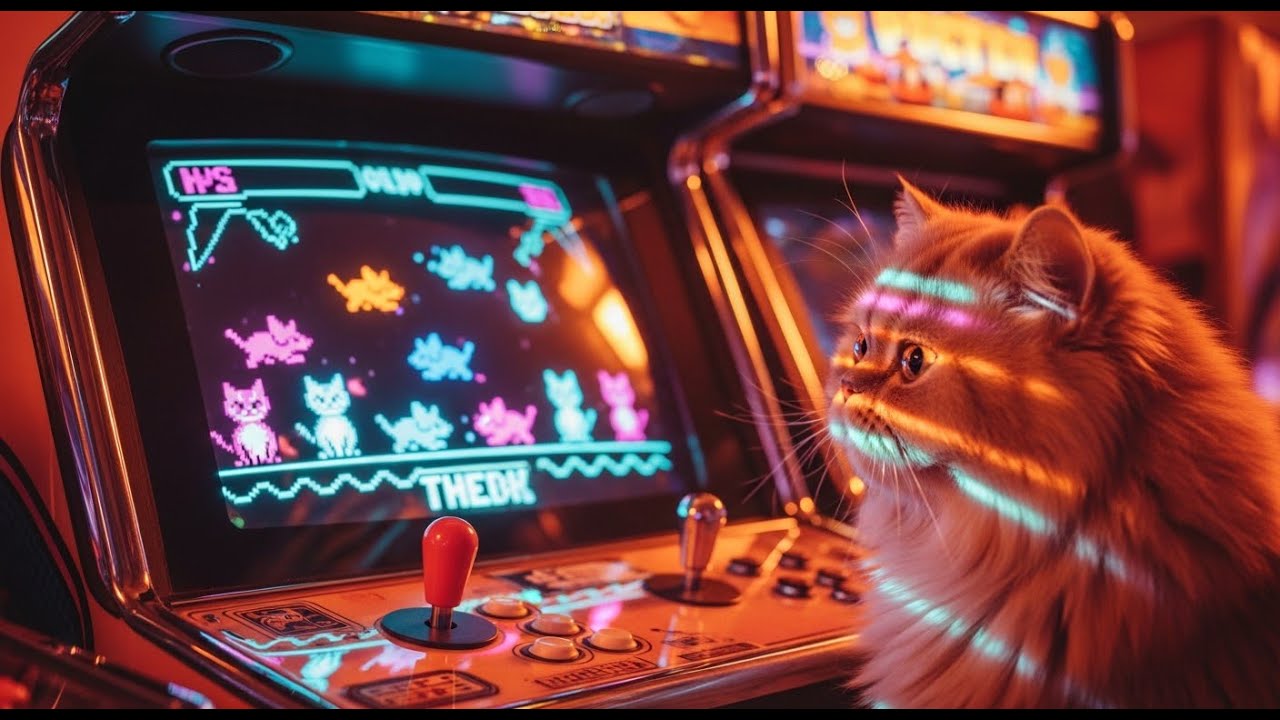 Kittronic Arcade | 1 Hour Lo-Fi Beat + Retrowave Synth | Study & Gaming Mix 💜🎹