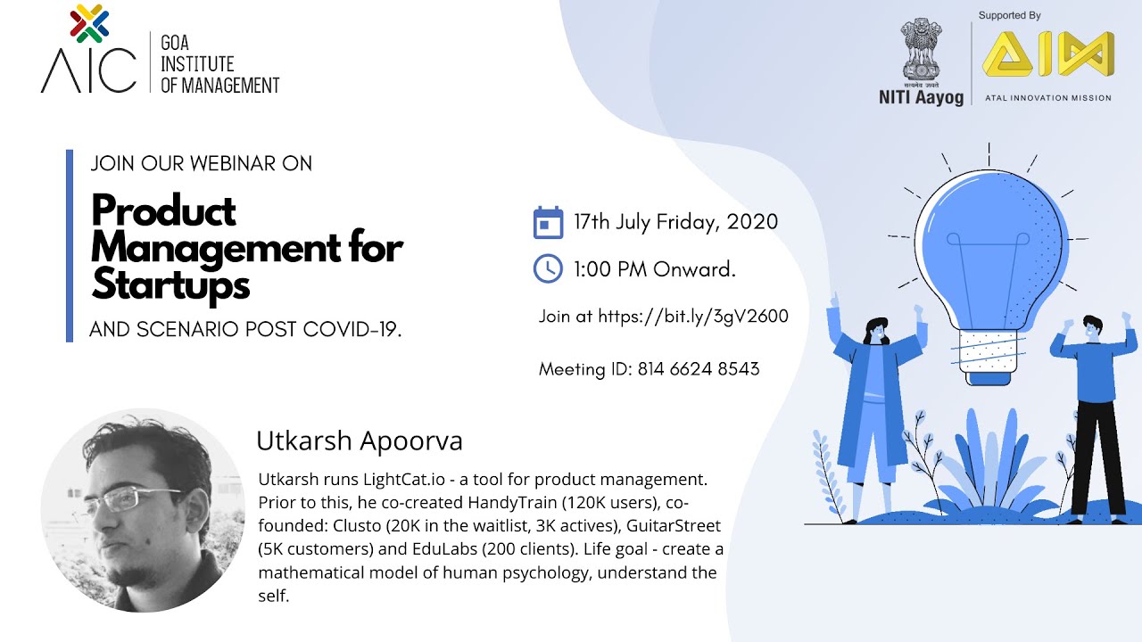 "Product Management for startups and picture beyond Covid19" | AICGIM