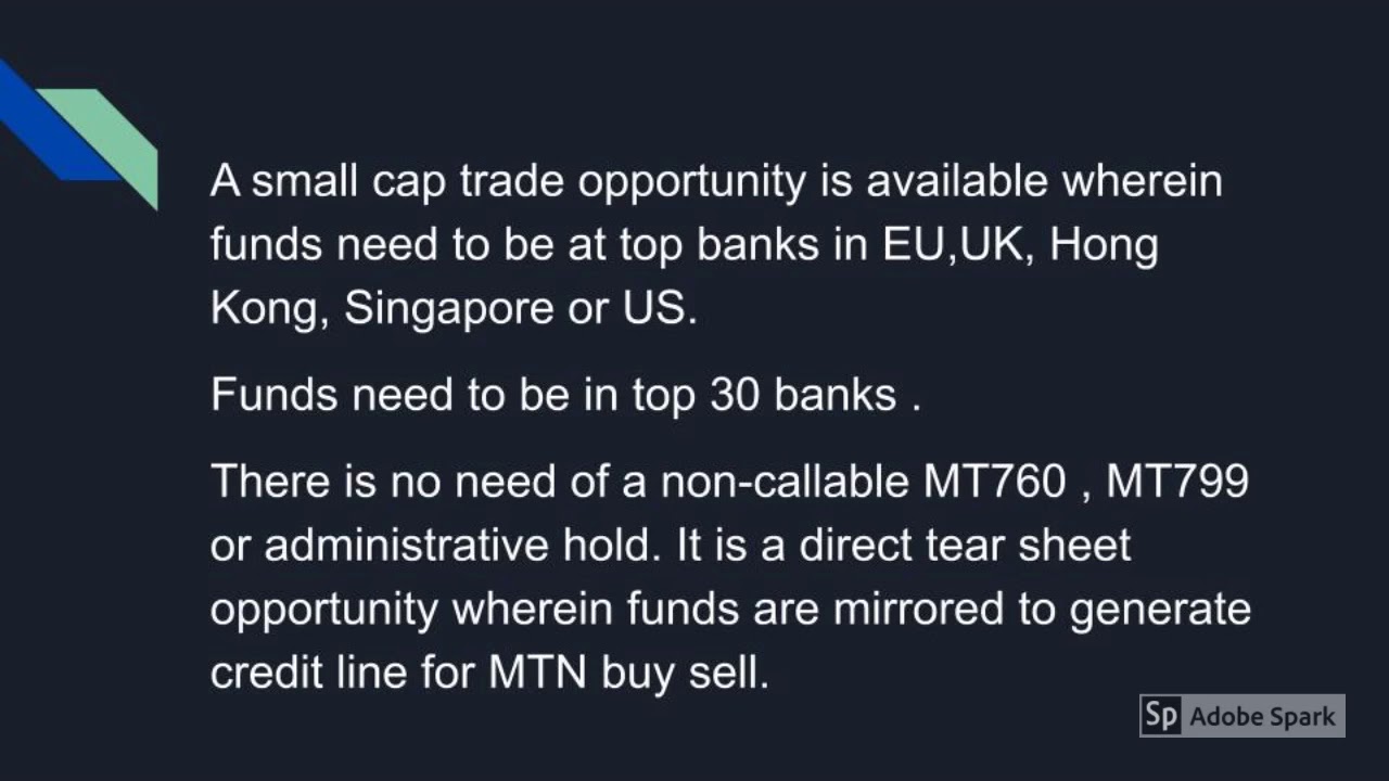 SMALL CAP TEAR SHEET BULLET PROGRAM, BULLET TRADE, BULLET PROGRAM,TEAR SHEET TRADE