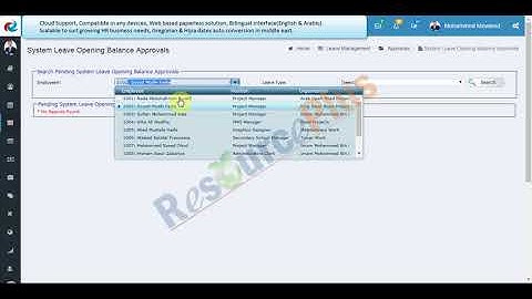How to set System Leave Opening Balance of Employees in ResourcePlus HRMS application?