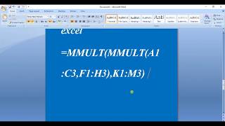 multiplication of multiple matrices in excel.
