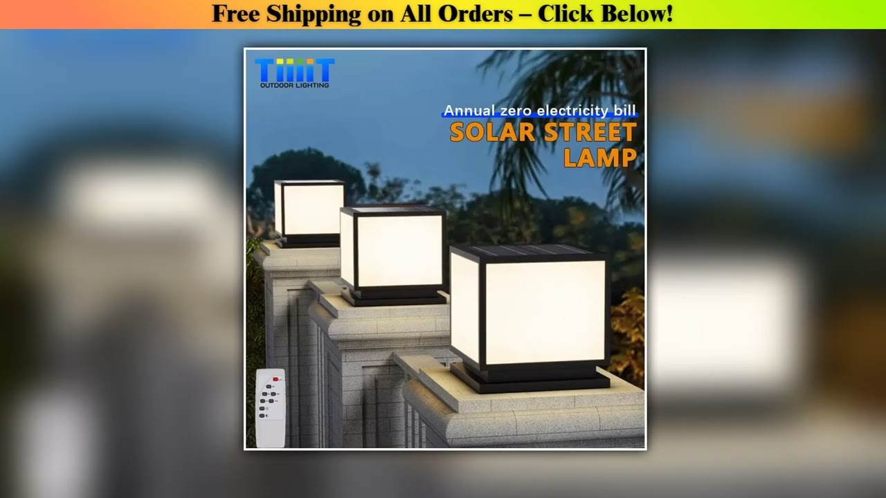 Outdoor LED Solar Column Light Waterproof Solar Lamp with Remote Control 4-color Garden Fence