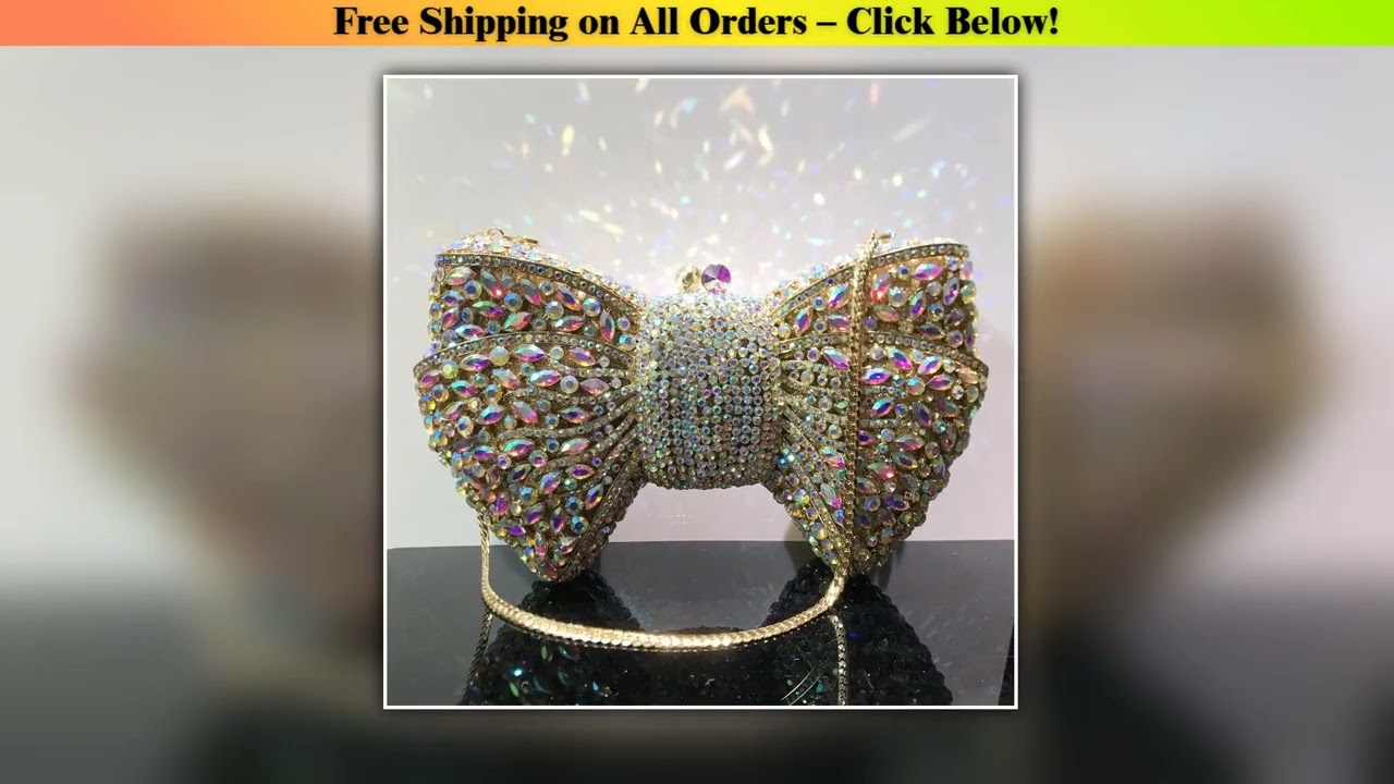Elegant Rhinestone Bowtie Evening Bag Fashionable Luxurious Banquet Crystal Clutch Personalized