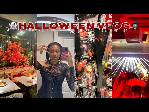 FALL HALLOWEEN VLOG: pumpkin decorating, vampire costume & makeup grwm, halloween party👻🎃🧛🏽‍♀️