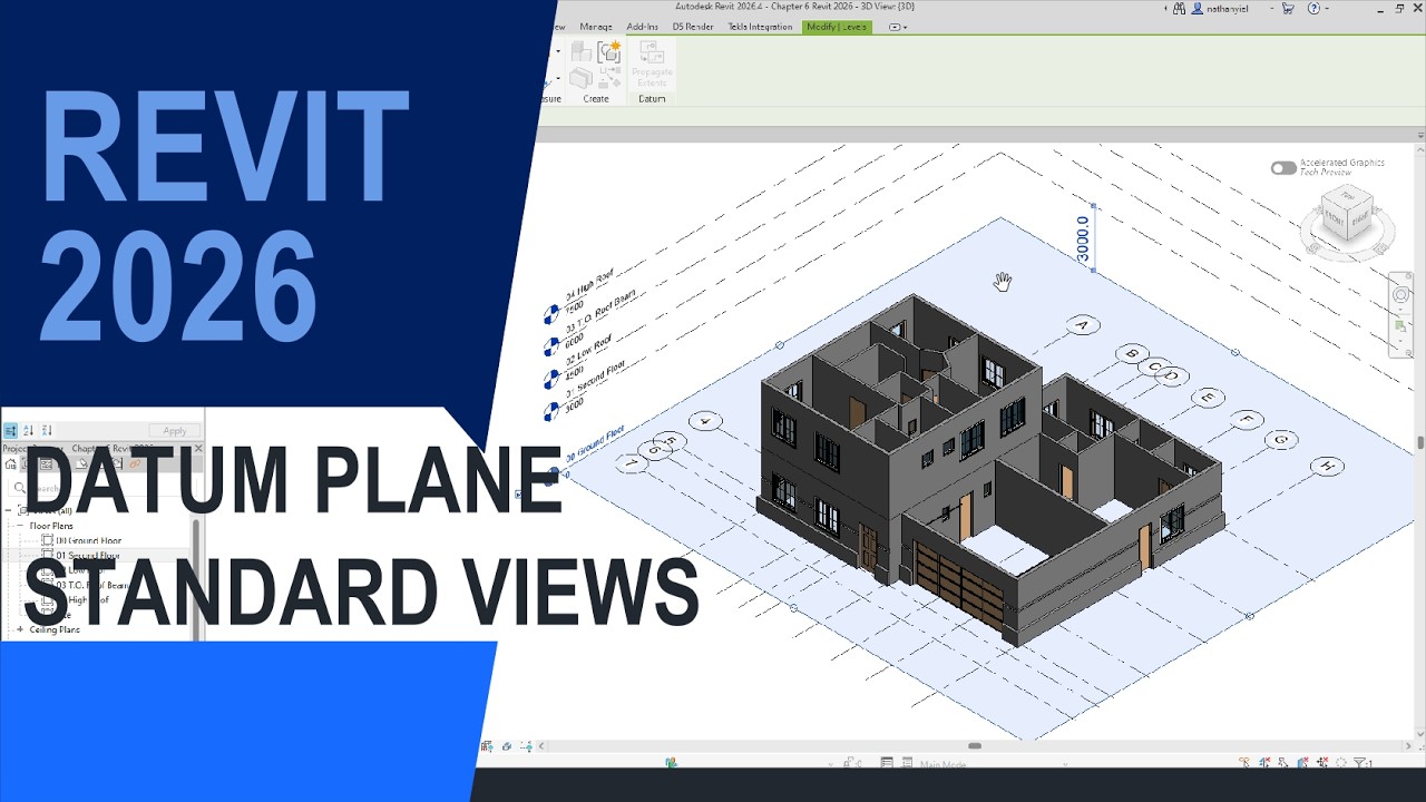 Chapter 6 - Autodesk Revit 2026 (Datum Plane, Standard Views) - YouTube