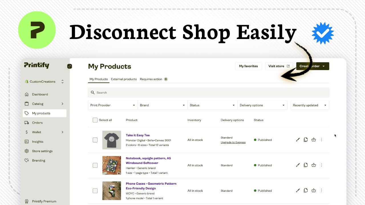 Как отключить магазины от Printify (интеграция отключена)