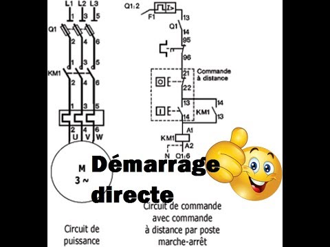 Montage moteur asynchrone Démarrage direct avec SCHEMAPLIC - YouTube