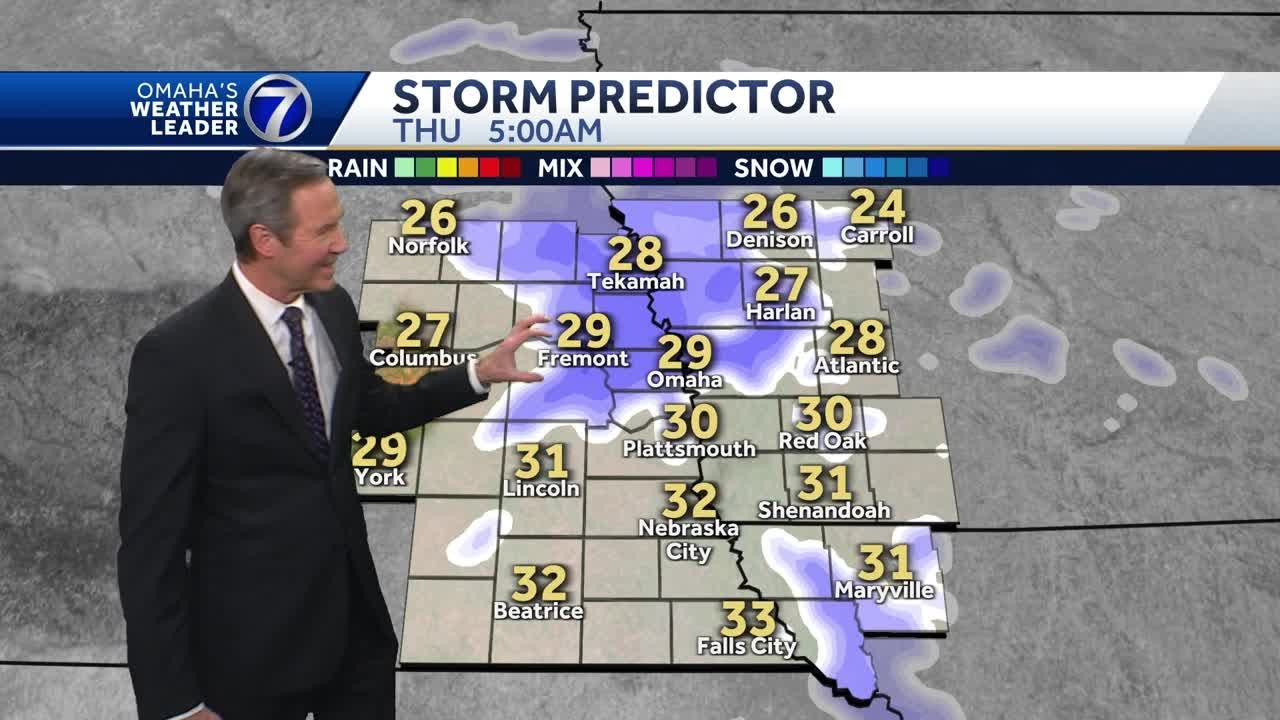 Snow chance early Thursday for Omaha - YouTube