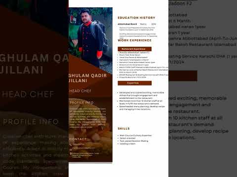 1 Professional Chef CV Culinary Expert with International Cuisine Experience